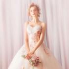Floral Embroidered Strapless Wedding Ball Gown