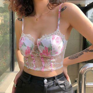 Floral Print Lace Camisole Top