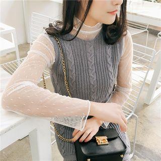 Mock Neck Mesh Top