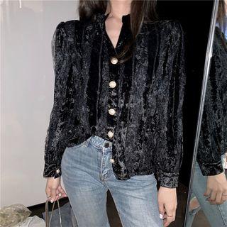 Velvet Lace Long-sleeve Top