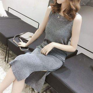 Sleeveless Open Back Sheath Dress / Camisole Top