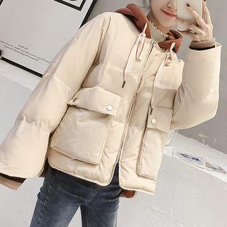 Hooded Two-tone Zip Padded Jacket