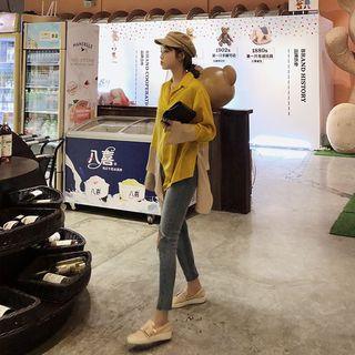 Asymmetric Hem Colour Block Shirt