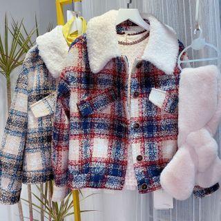 Fleece-lined Tweed Button Jacket