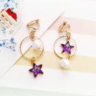 Non-matching Pearl Star Hoop Earring