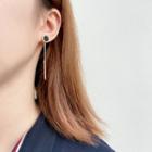 Bar Stainless Steel Dangle Earring 1 Pair - Black & Gold - One Size