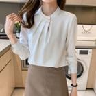 Long-sleeve Button-accent Blouse