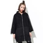 Hooded Faux Suede Long Jacket