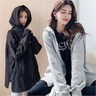 Slit-side Oversized Zip-up Hoodie