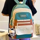 Color Block Nylon Backpack / Bag Charm / Set