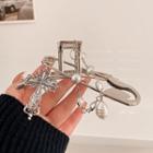 Cross Safety Pin Hair Claw Silver - One Size