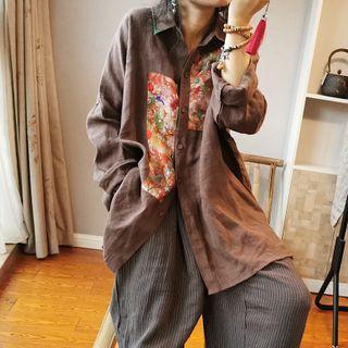 Floral Panel Linen Shirt