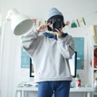 Color Block Bow-accent Boxy Hoodie