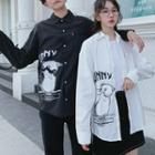 Couple Matching Long-sleeve Cat Print Shirt