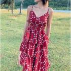Dotted Spaghetti-strap Tiered Sundress