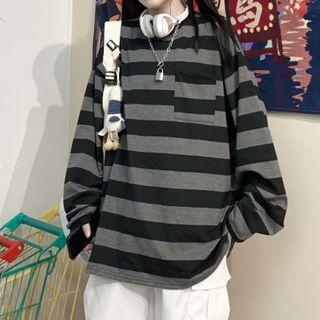 Long Sleeve Oversized Striped T-shirt