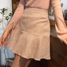 Ruffled Tweed A-line Miniskirt