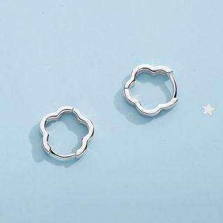 Flower Sterling Silver Huggie Earring 1 Pair - Silver - One Size