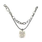 Layered Lettering Pendant Necklace 1 Piece - Necklace - Silver - 45cm