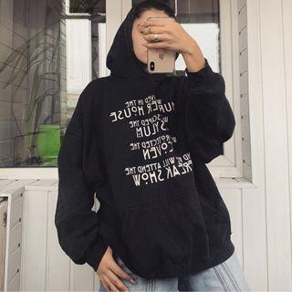 Oversized Lettering Hooded Pullover