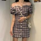 Plaid Mini Dress As Shown In Figure - One Size