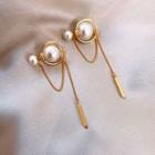 Faux Pearl Alloy Chained Earring 1 Pair - As Shown In Figure - One Size