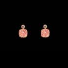 Sequined Square Dangle Earring 1 Pair - S925 Silver Stud Earrings - Red - One Size