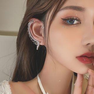 Rhinestone Wing Earring 1 Pc - Wings Earring - Silver - One Size