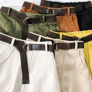 Faux-suede A-line Skirt With Belt