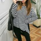 Distressed Stripe Long T-shirt