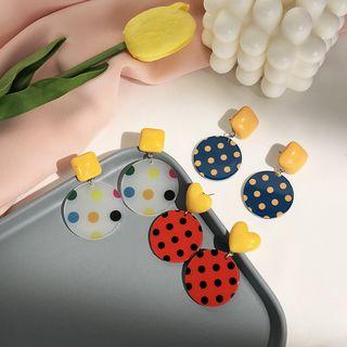 Polka Dot Acrylic Disc Dangle Earring