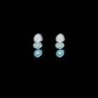 Ombre Drop Ear Stud 1 Pair - Silver Needle - Earring - White & Blue - One Size