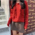 Cable Knit Sweater / Mini A-line Skirt