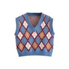 Argyle Print Knit Vest Argyle - Blue - One Size