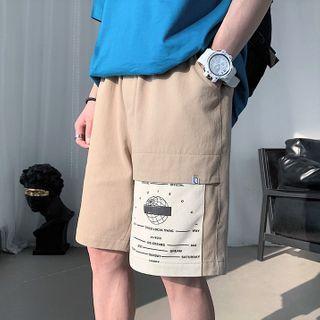 Letter Applique Wide-leg Shorts