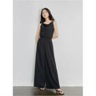 Tie-back Band-waist Jumpsuit Black - One Size