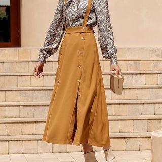 Button-up Midi A-line Overall Dress