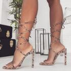 Snake Print Tie-ankle Stiletto Sandals