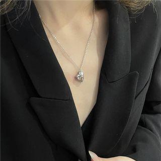 Rhinestone Asymmetric Heart Necklace