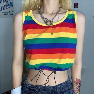 Rainbow Striped Crop Tank Top