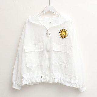 Sun Embroidered Hooded Jacket
