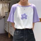 Flower Print Short-sleeve Raglan T-shirt