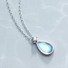 Faux Crystal Drop Pendant Sterling Silver Necklace Silver - One Size