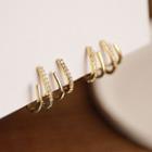Sterling Silver Rhinestone Layered Stud Earring / Clip-on Earring