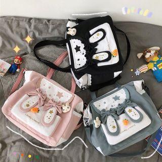 Bow Accent Star Print Crossbody Bag