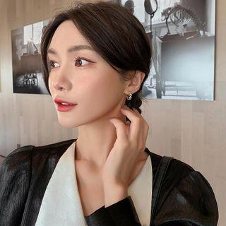 Rhinestone Heart Hoop Earring 1 Pair - Gold - One Size