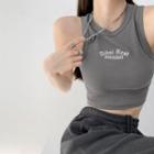 Embroidered Crop Tank Top In 6 Colors