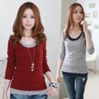 Long-sleeve Mock Two Piece T-shirt