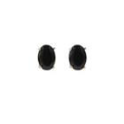 Faux-gem Oval Ear Studs (black) One Size