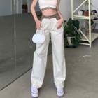 Mid Rise Two-tone Wide Leg Jeans